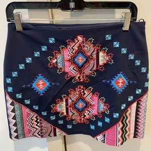 Francesca’s Blue Rain Printed Navy mini Skirt Size S